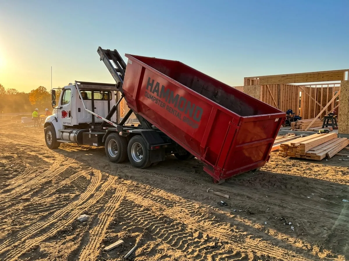 Roll-off dumpster delivered to a property in Springfield, LA Roll-off dumpster delivered to a property in Springfield, LA